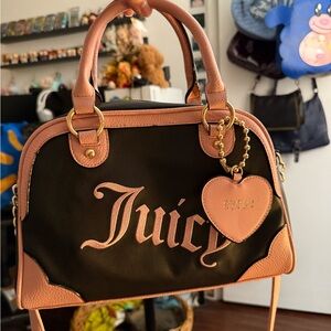 Juicy Couture Black and Pink Leather Satchel
